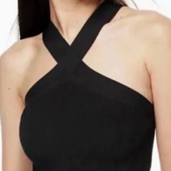 Aritzia BABATON Black Sculpt Knit Criss Cross Cropped Tank Top Womens Large Crop - Picture 1 of 14